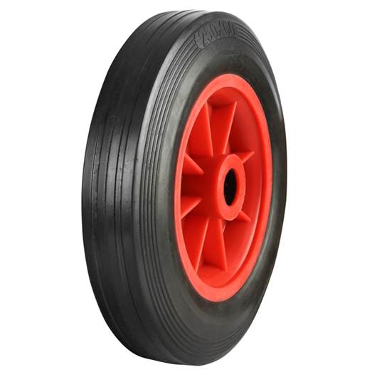 Picture of Black Solid Rubber Tyred Wheels With Red Polypropylene Centres