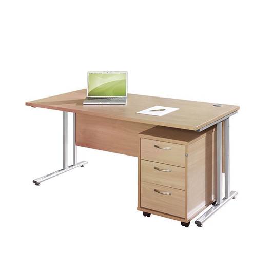 Picture of Maestro Desking - Straight Desk Bundle with 3 Drawer Pedestal - Walnut Worktop